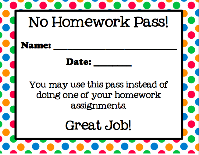 Free Printable Homework Pass Template