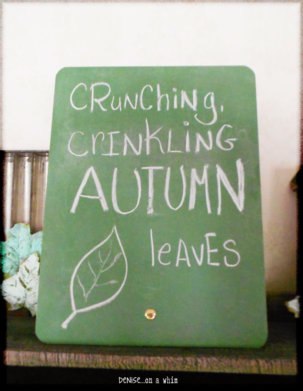 Chalkboard Easel in a Fall Vignette from Denise on a Whim