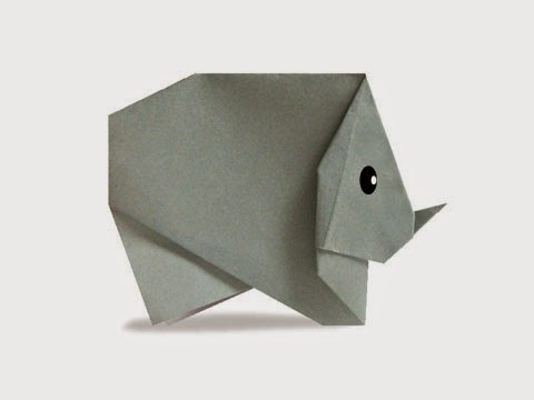Cách gấp, xếp con tê giác một sừng bằng giấy origami - Video hướng dẫn xếp hình - How to make a Rhinoceros