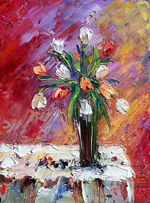 Contemporary Artists of Texas Floral Still Life Painting Art Colorful
