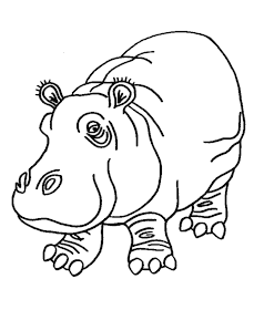 Free Coloring Pages: Free Printable Hippopotamus Coloring Sheet