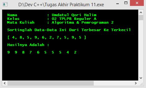 Program Pengurutan Data Menggunakan Sorting di C++ | Bang Halim Berbagi