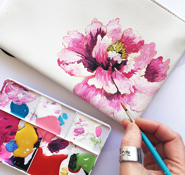 painted peony purse