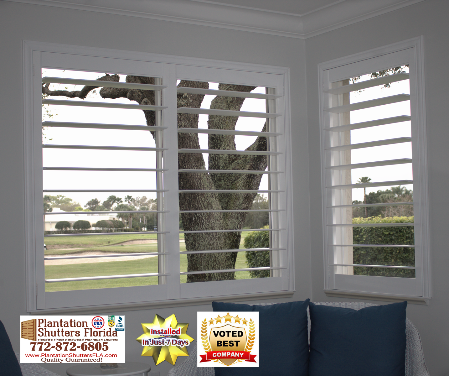 Plantation Shutters. Made in USA Custom Shutters In Just 7Days