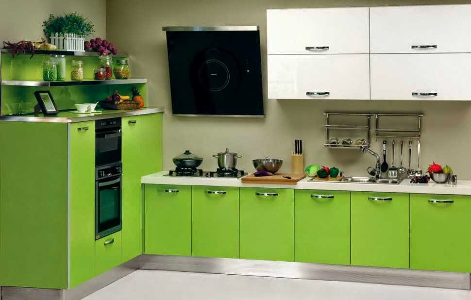 Desain Dapur Untuk Ruang Sempit Rumah Minimalis warna hijau