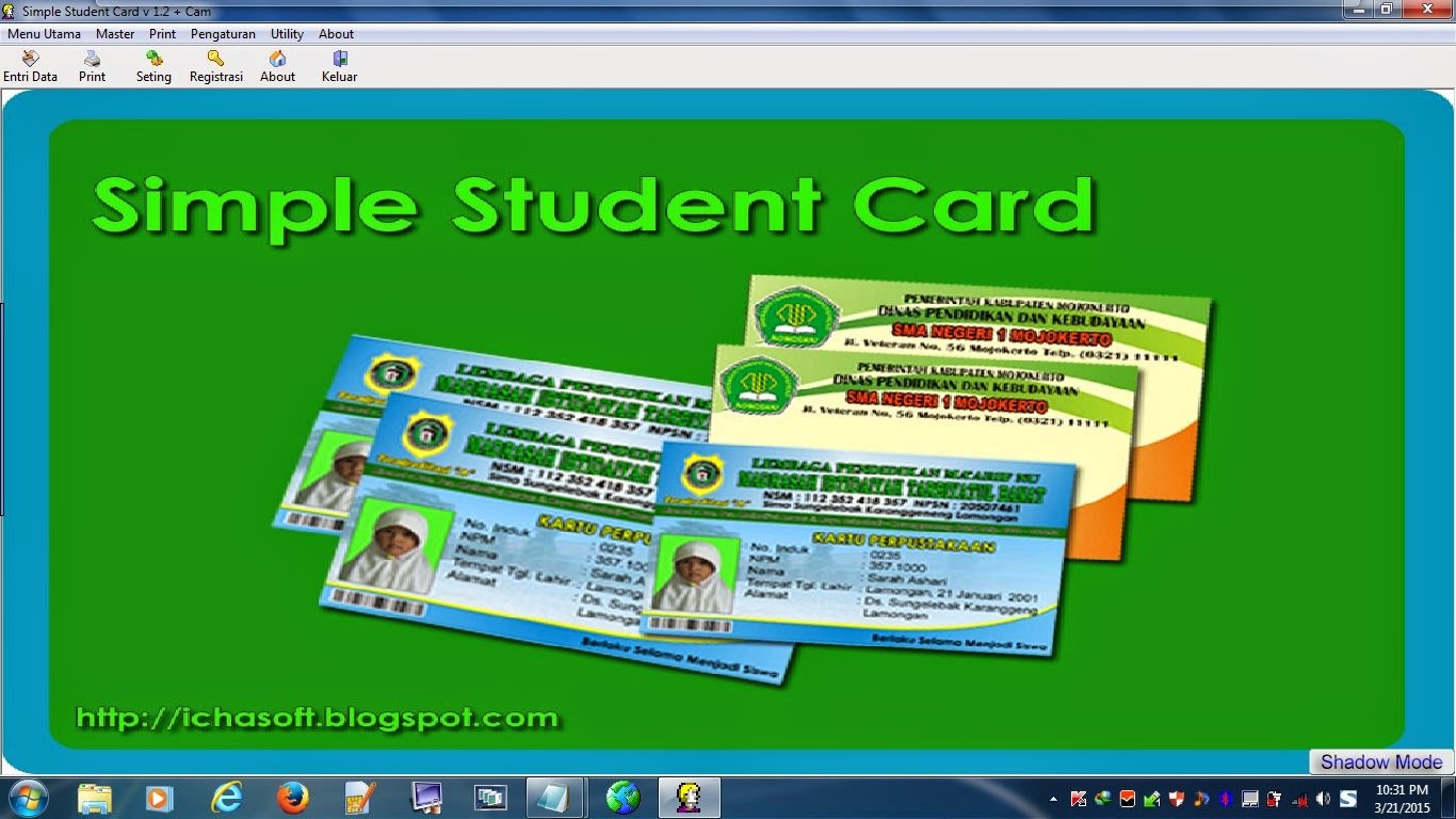 Students card 1. Simple software. Student Card 1.