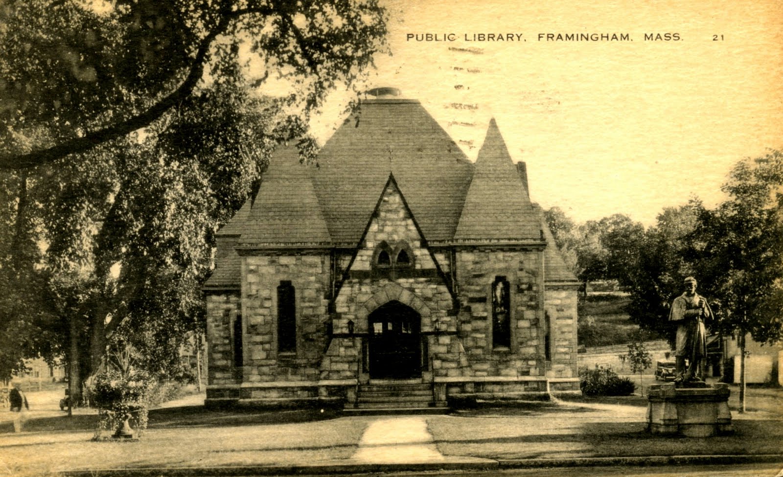 Library Postcards 1941 Public Library, Framingham, Massachusetts