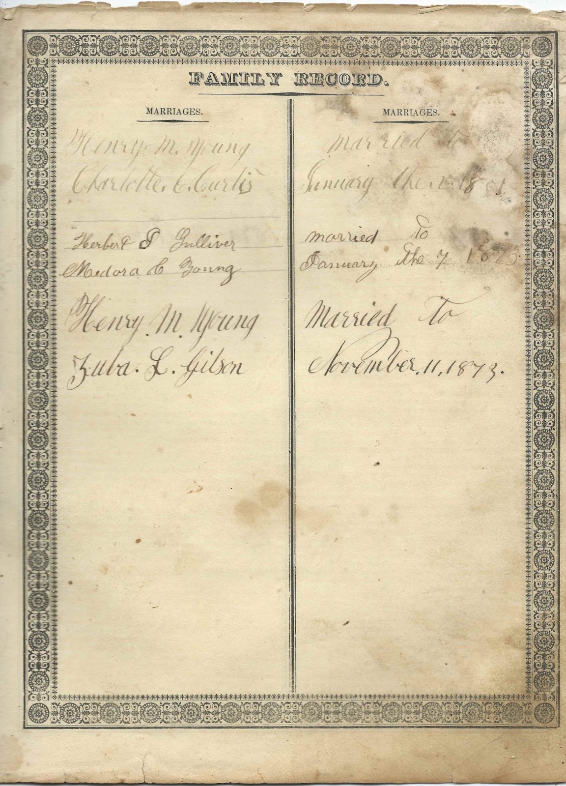 Heirlooms Reunited: Family Records Pages of Family of Henry M. Young ...