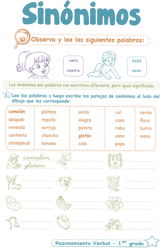 http://razonamiento-verbal1.blogspot.com/2013/12/sinonimos-para-ninos-1-grado-primaria.html