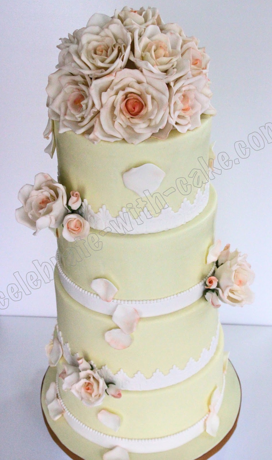 4 tier Roses Wedding Cake