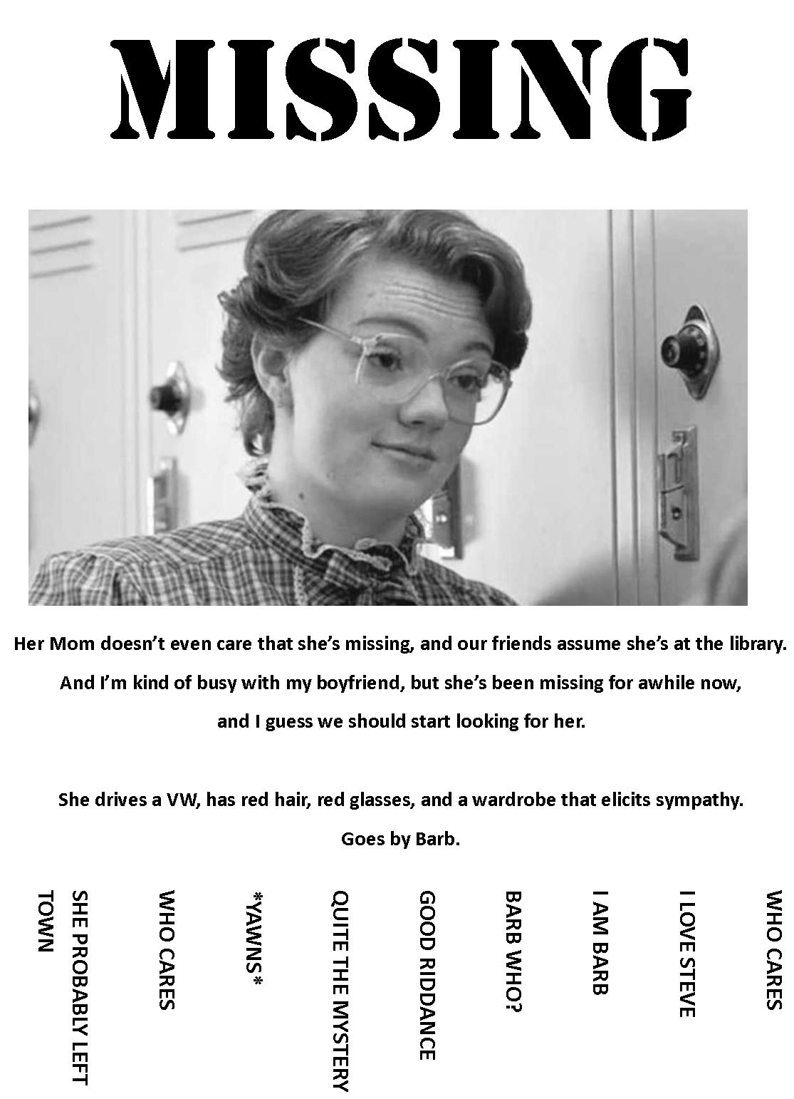 Barb Missing Poster Printable Barb Missing Poster Printable