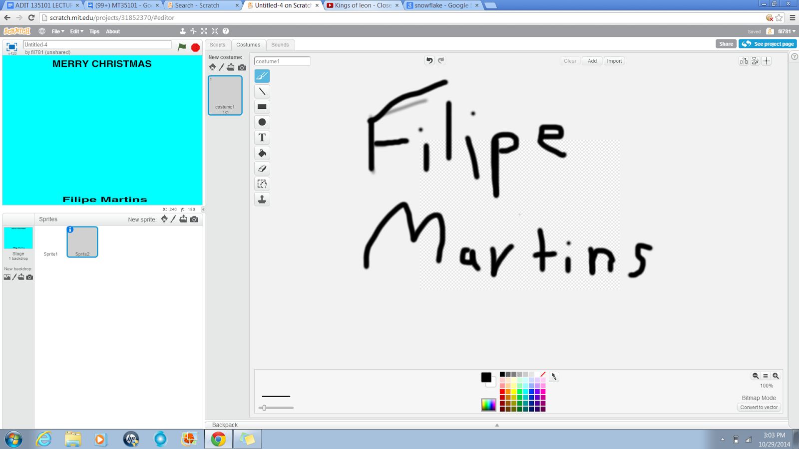 Filipe's Blog Class 8, Scratch Animated Greeting Card