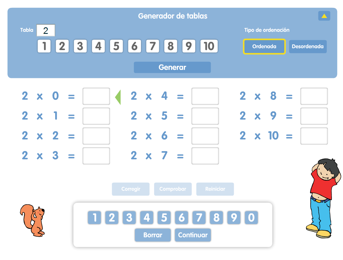 Generador de tablas de multiplicar