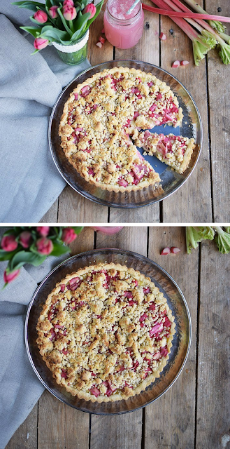 RHABARBER TARTE MIT VANILLECREME &amp; ALMOND STREUSELN - One Recipes Today