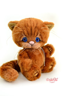 Artist teddy kitten, ooak cat, handmade kitten, NatalKa Creations, teddies with charm, Teddy Katze, Teddy Kater, white kitten