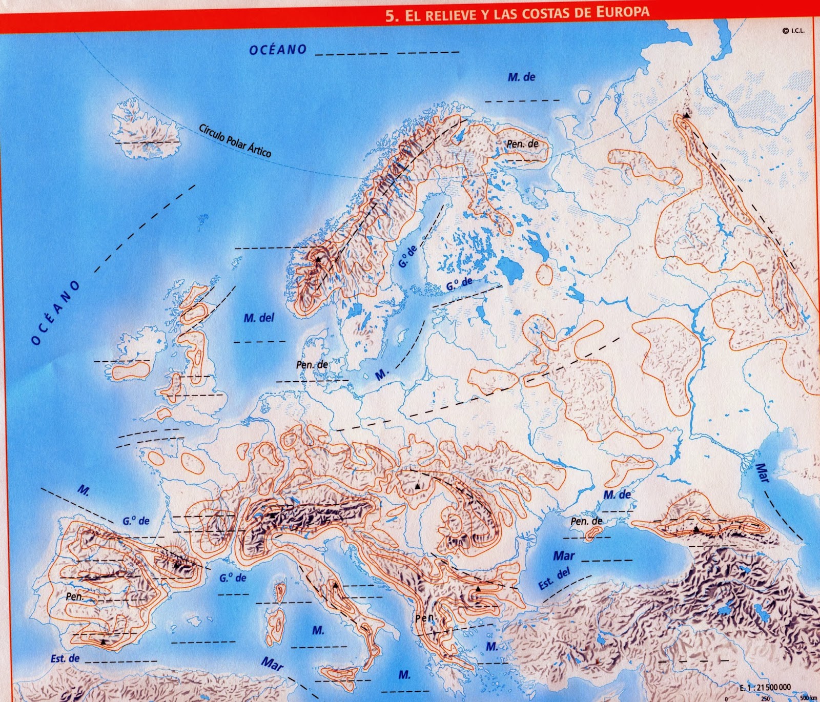 Vinilo Con El Mapa Físico De España De Tamaño A0 (84,1 X 118,9 Cm