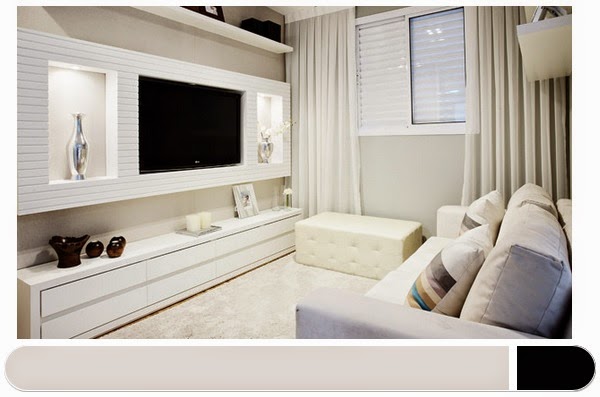 Decoração monocromática de home theater, uma opção decoração de salas pequenas
