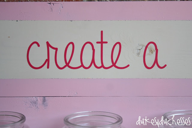 vinyl words on an art station