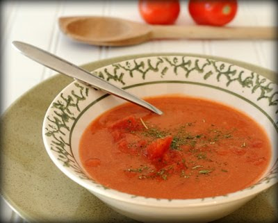 Two-Can Ten-Minute Homemade Tomato Soup, made from scratch in just ten minutes without the 'weird' ingredients in canned tomato soup. Another healthy soup recipe from A Veggie Venture.