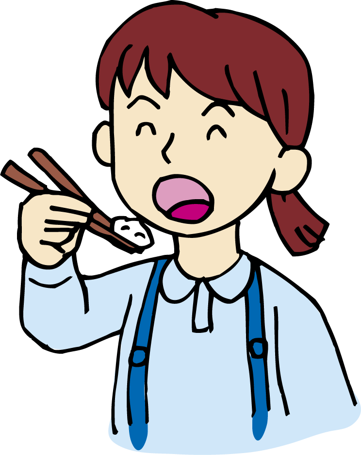 日々のイラスト 箸でご飯を食べる女の子のイラスト