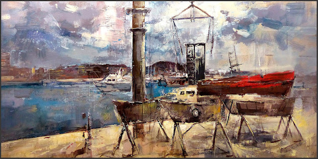 PUERTOS-PINTURA-PORT-COMARRUGA-PORT-PUERTO-PORTS-BARCAS-BARCOS-MARINAS-DETALLES-CUADROS-PINTURAS-PINTOR-ERNEST DESCALS