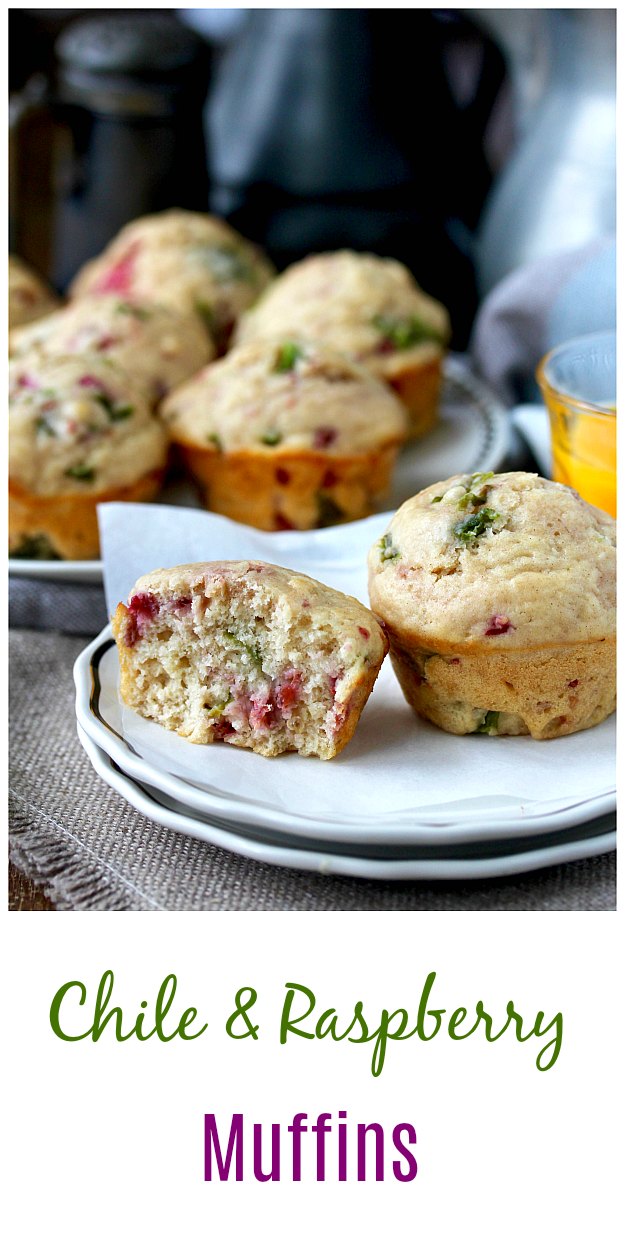 Raspberry muffins with roasted Anaheim chiles #muffins