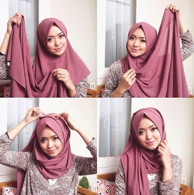 tutorial hijab pesta segi empat modern terbaru