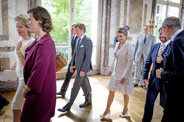 King Philippe and Queen Mathilde of Belgium welcome Hereditary Grand Duke Guillaume, Hereditary Grand Duchess Stephanie, Furst Nikolaus