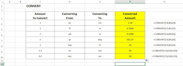 How to use "CONVERT" Function in Excel