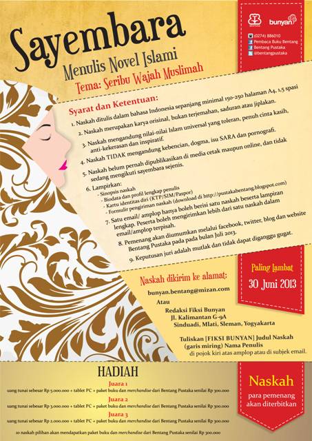 Sayembara Menulis Novel Islami Bunyan-Bentang 2013 