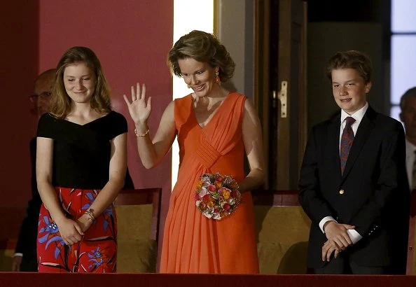Queen Mathilde wore a silk dress from Giorgio Armani Spring/Summer 2018 collection. Crown Princess Elisabeth at Queen Elisabeth Competition at Bozar