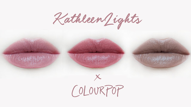 KathleenLights x Colourpop Ultra Satin Lips in Alyssa, November, Point Zero & Creme Gel Liner in Mr Bing