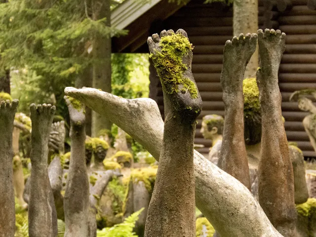 Mossy foot at the oddest roadside attraction in southeastern Finland: Parikkala Sculpture Park