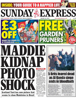 Man responsible for hoax sightings of Madeleine, is a McCann family friend.  Express%2Bfront%2Bpage%2Bheadline