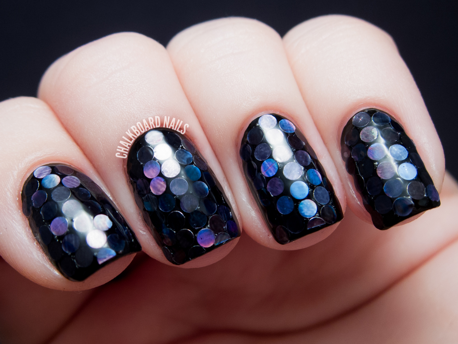 31DC2013 Day 17 Midnight Mermaid Glitter Placement Chalkboard Nails