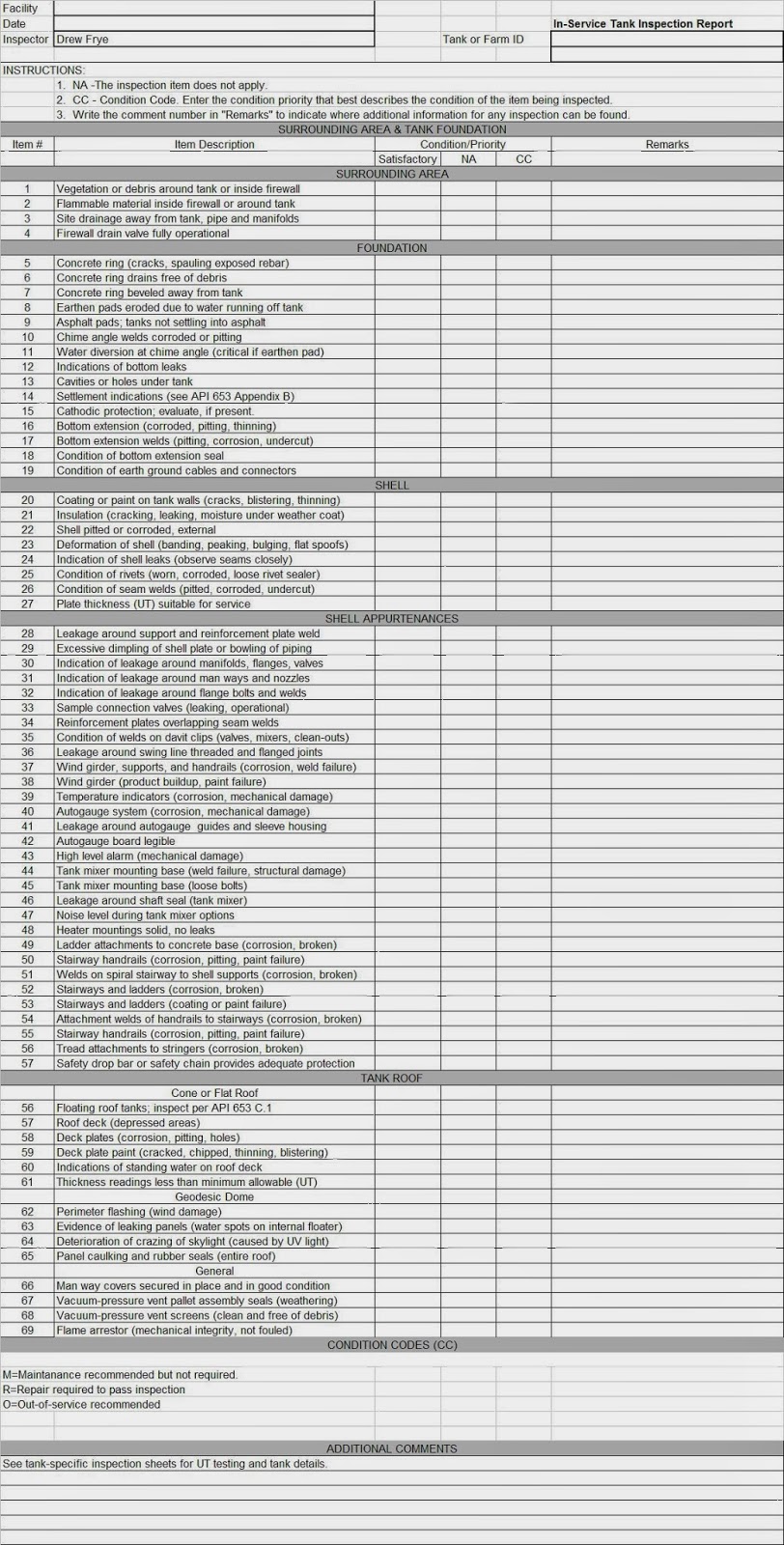 SPCC Tank Inspections... Inspection WorkbooksExamples