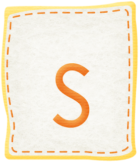 Abecedario Naranja en Parches de Tela. Orange Alphabet in Cloth Patches.