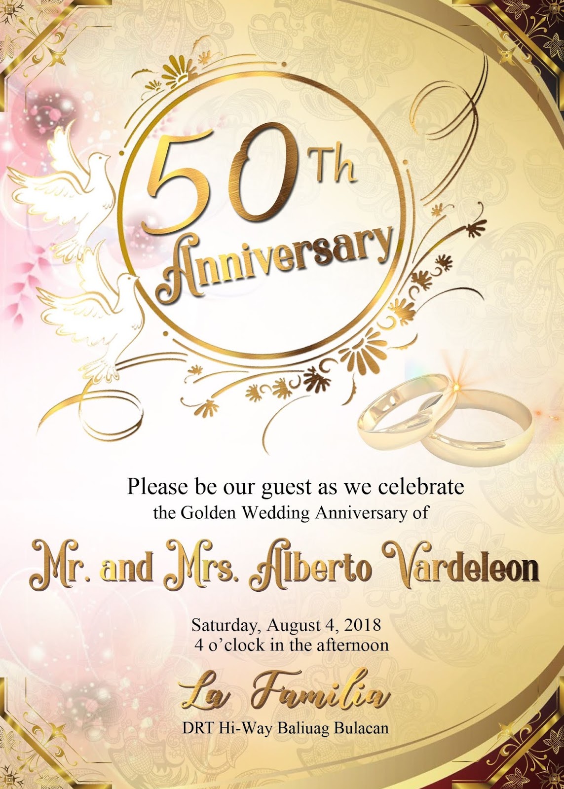50th wedding anniversary sample invitation card Get Layout