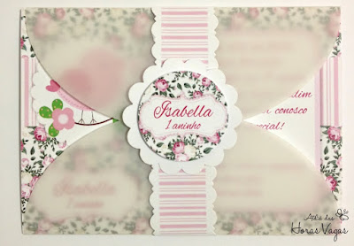 convite aniversário artesanal infantil personalizado jardim encantado passarinhos provençal floral vintage rosa festa chá de bebê 1 aninho menina scrap scrapbook scrapfesta delicado