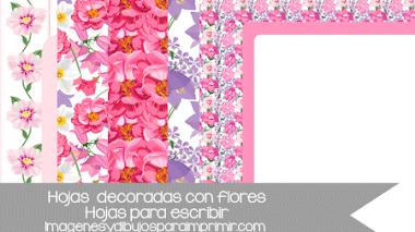 Hojas decoradas con flores para imprimir y escribir