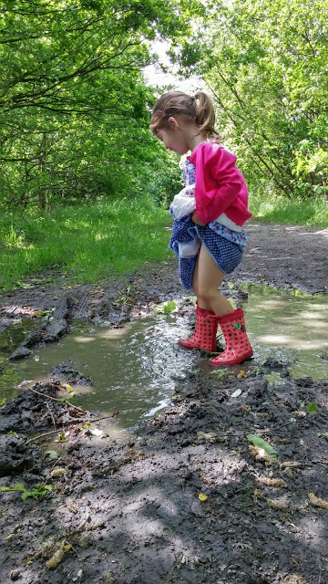 playing in puddles
