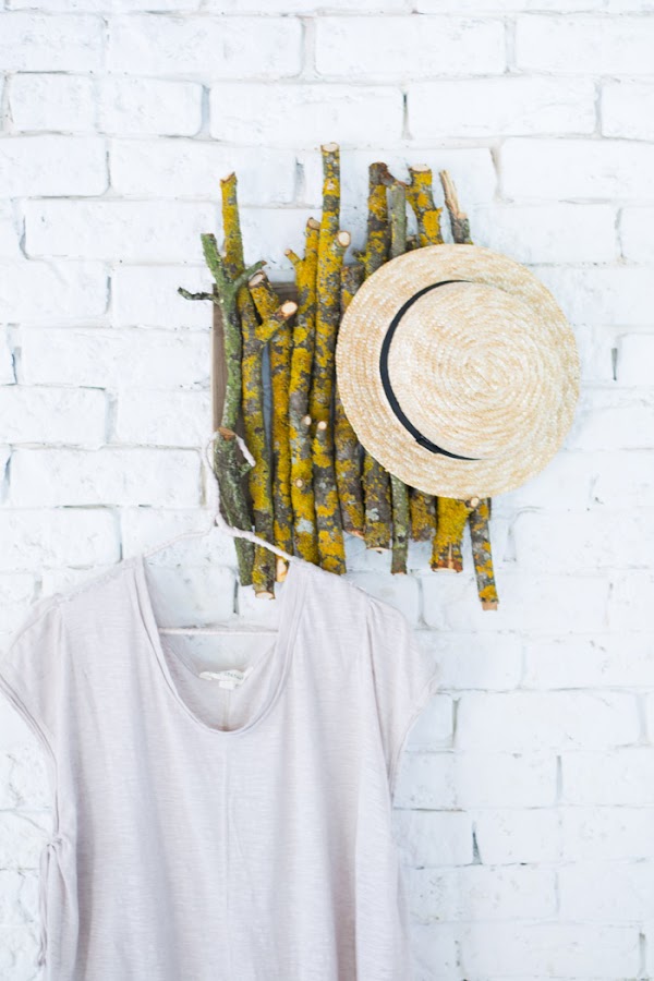 Perchero rústico diy con ramas