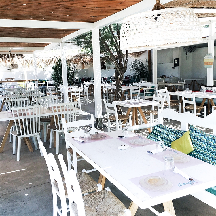 Almyra by the sea beach club and restaurant,Mylopotas beach,Ios island.
