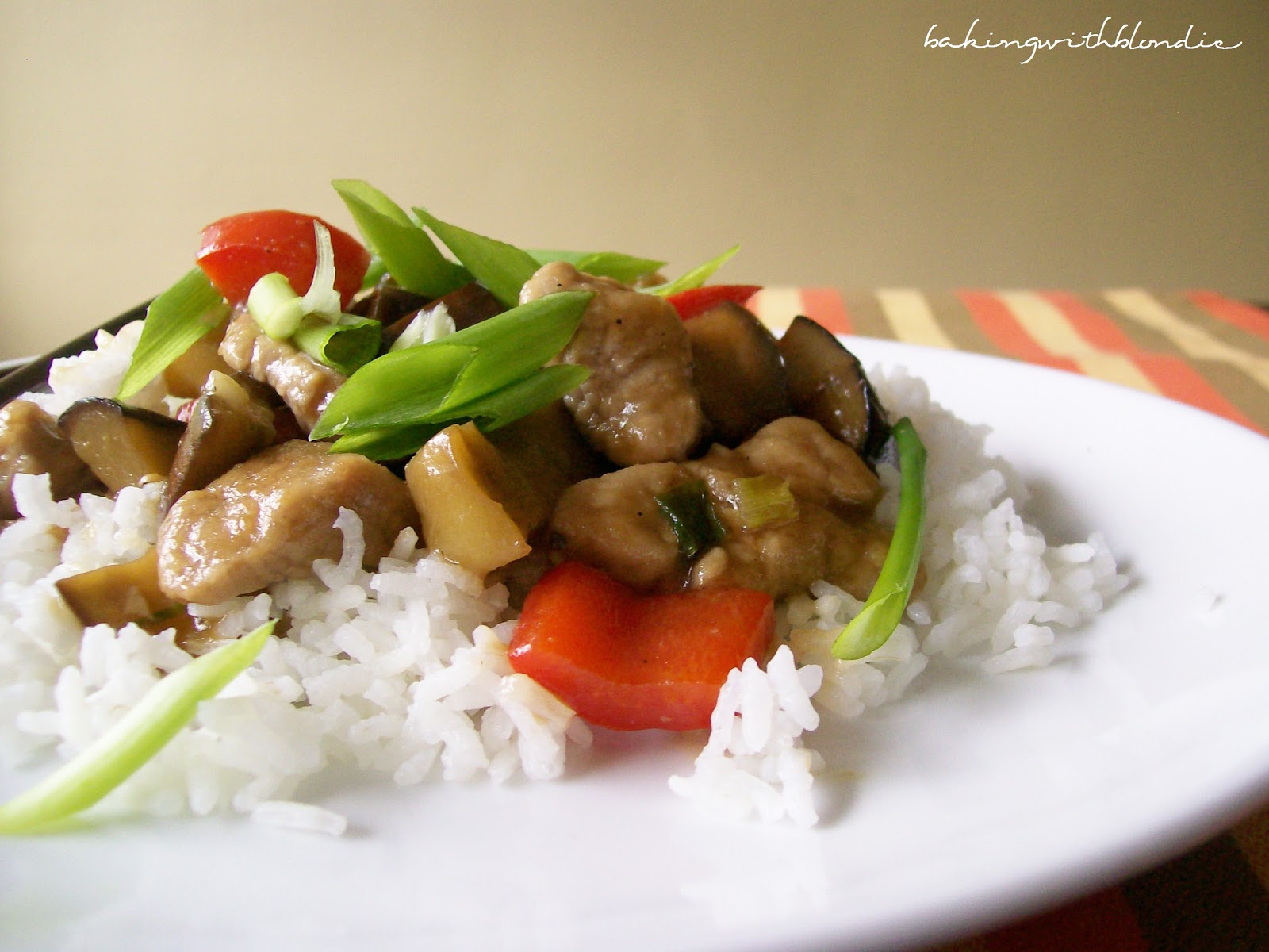 Pork Tenderloin and Bell Pepper Stir Fry with Eggplant