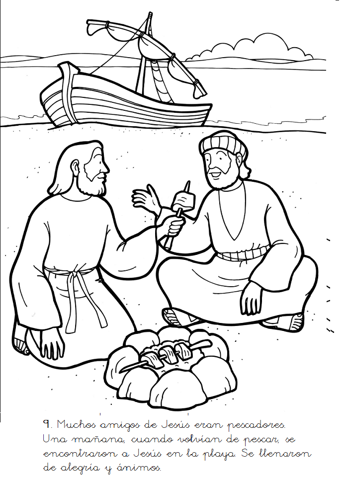 Jesus Cooks Breakfast Coloring Pages