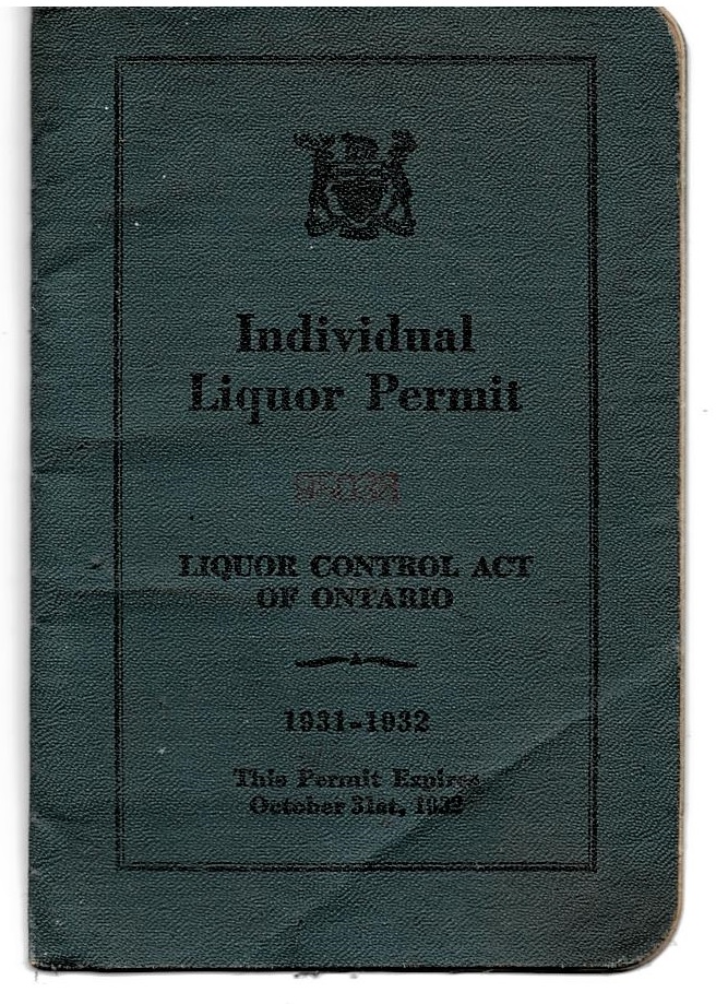The Place Under The Pine AN OLD INDIVIDUAL LIQUOR PERMIT FROM THE 1930s