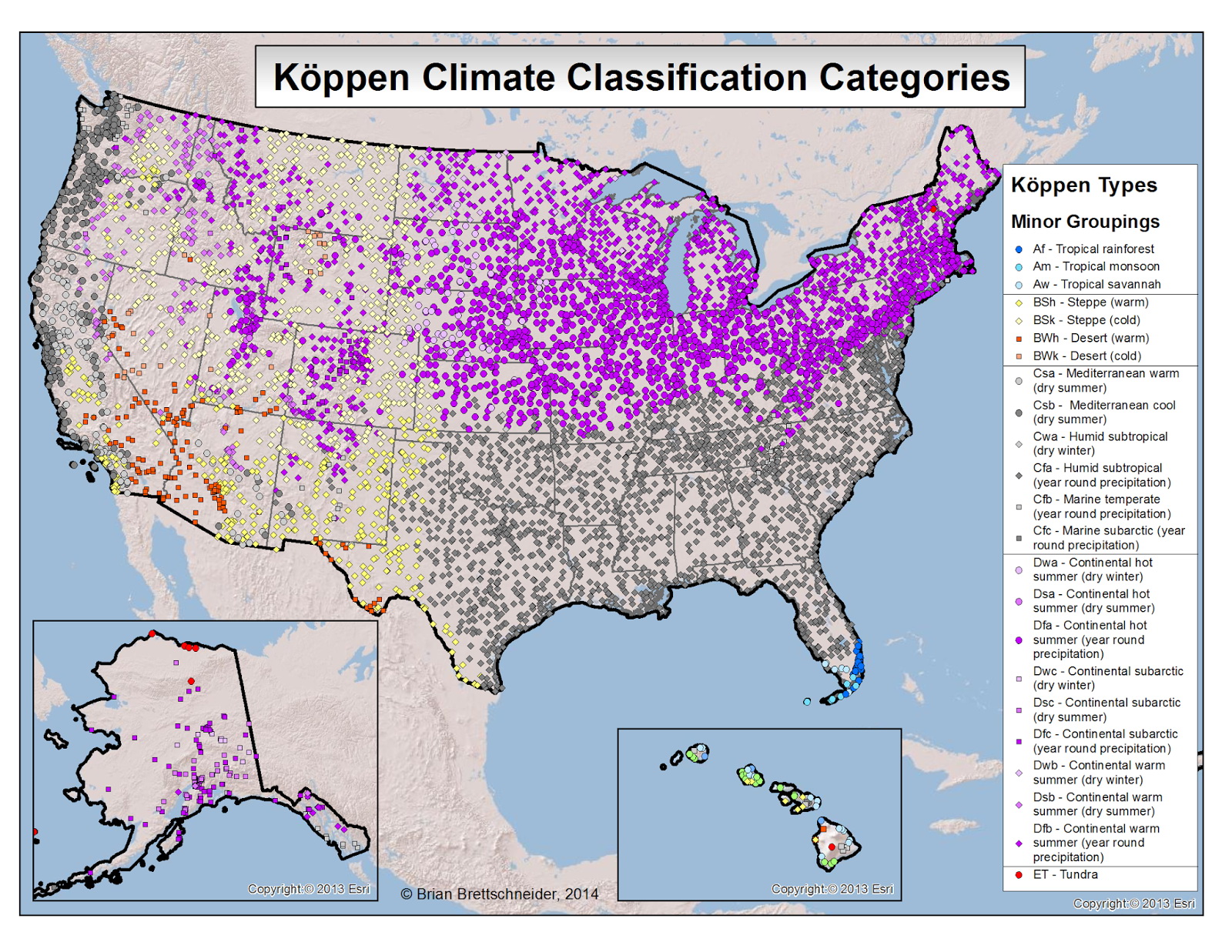 K Ppen Climate Classifications Categories For US Stations Vivid Maps Climate Classifications