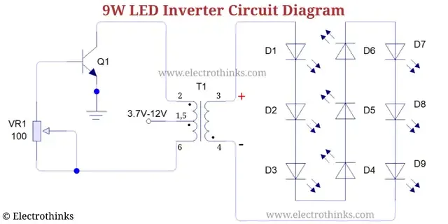 Schematic of 9W LED Inverter Circuit