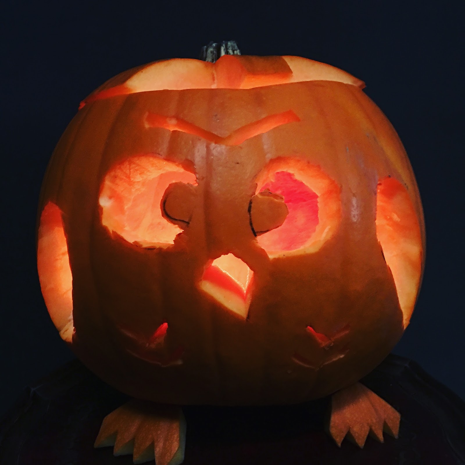 Easy Pumpkin Carving Owl