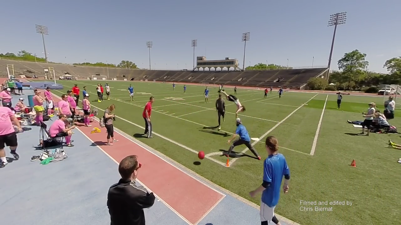 Watch kickball star Andrew Moise front flip over the catcher for the score Bob's Blitz